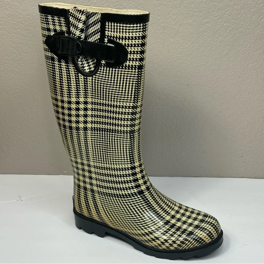Corkys Houndstooth Rain Boots Size 6 Right Boot /Yellow Discoloration Work Boots